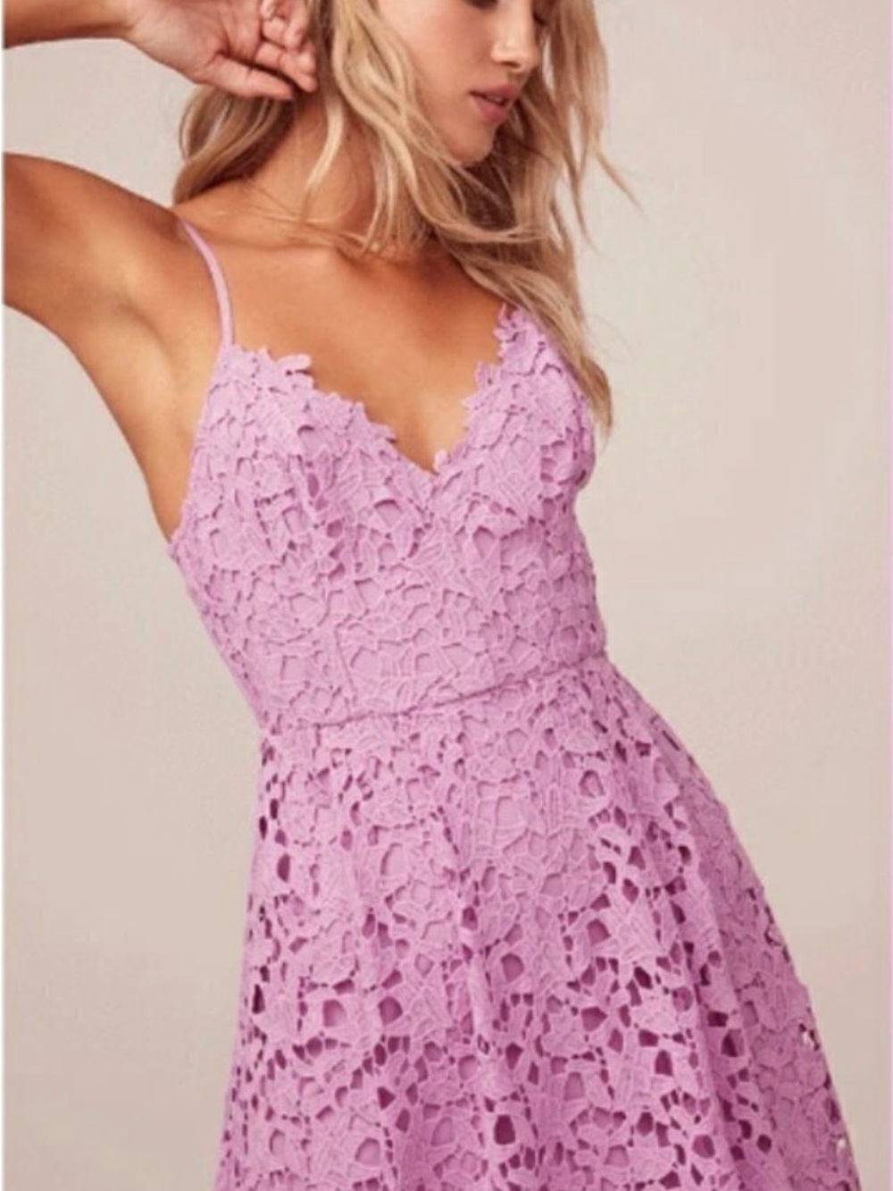 ASTR Eyelet Midi Dress in Lilac - Picture 3 of 8